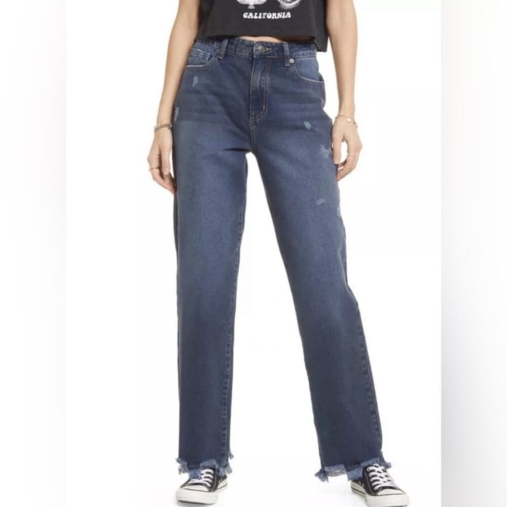 BP 90s High Waist Destroyed Hem Straight Leg Jeans‎ Women's Size 27 Y2K Mom Jean
